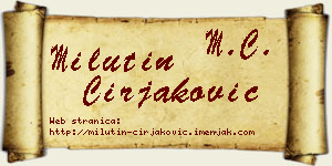 Milutin Ćirjaković vizit kartica